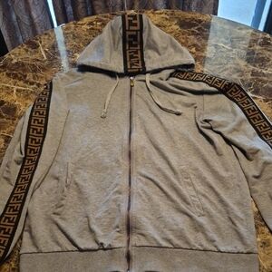 Gray Hoodie with Brown Accents